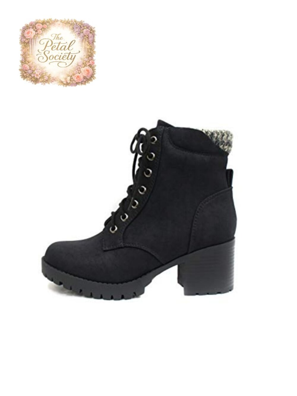 Soda Combat Ankle Boots Lug Sole Chunky Heel Lace Up Side Zipper